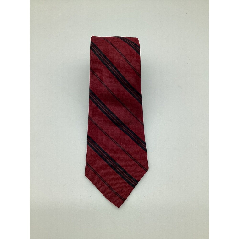 Vintage POLO RALPH LAUREN Necktie 100 % Silk Hand Made in USA Red Striped 1980s